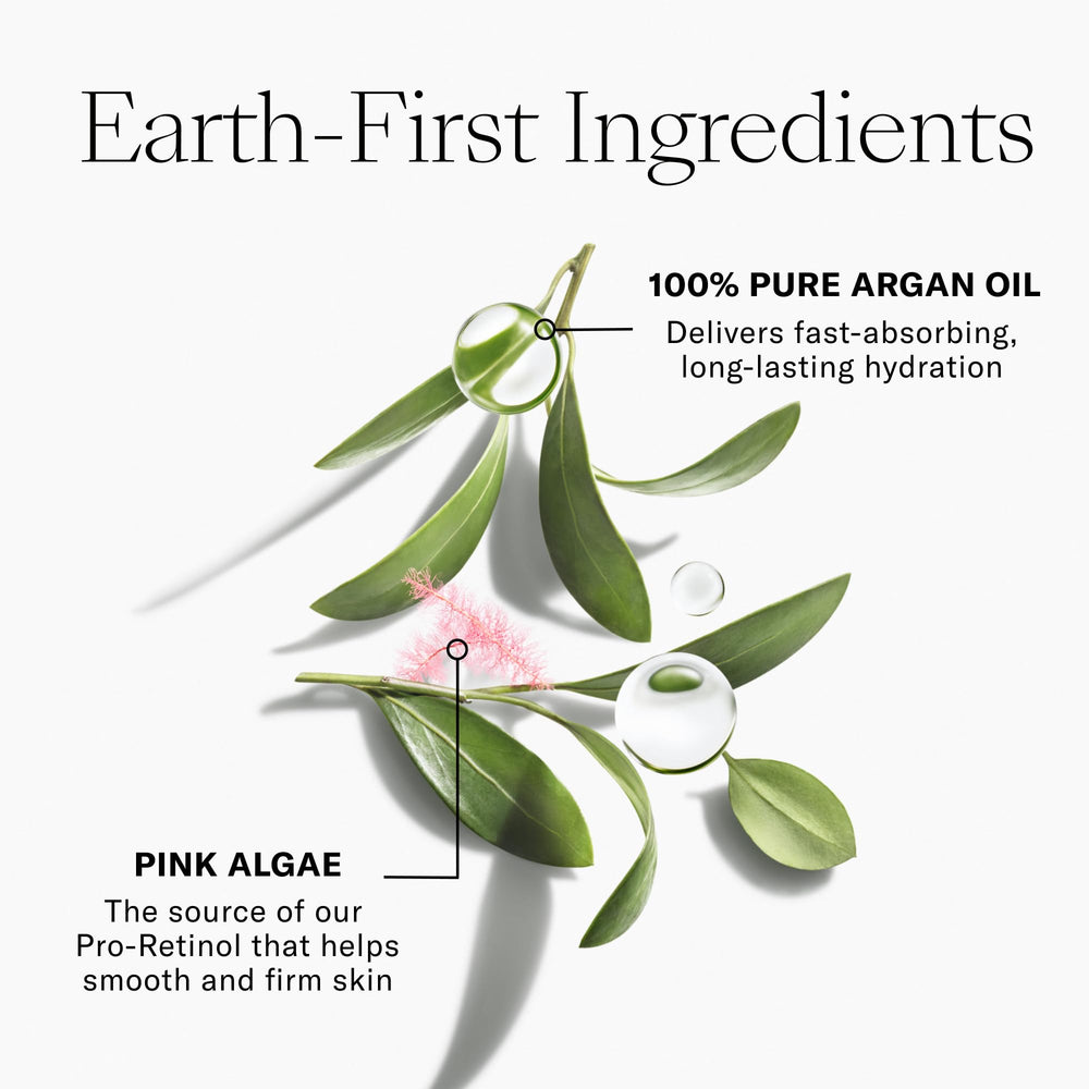 Josie Maran pink algae Pro-Retinol ingredient close-up emphasizes antioxidant-rich care.