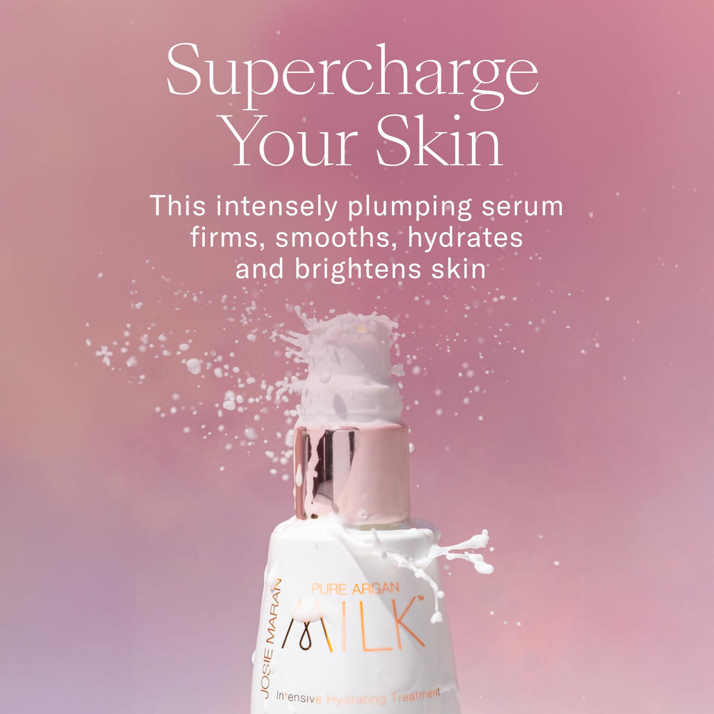 Josie Maran Argan Milk application on face demonstrates gentle, fast-absorb hydration