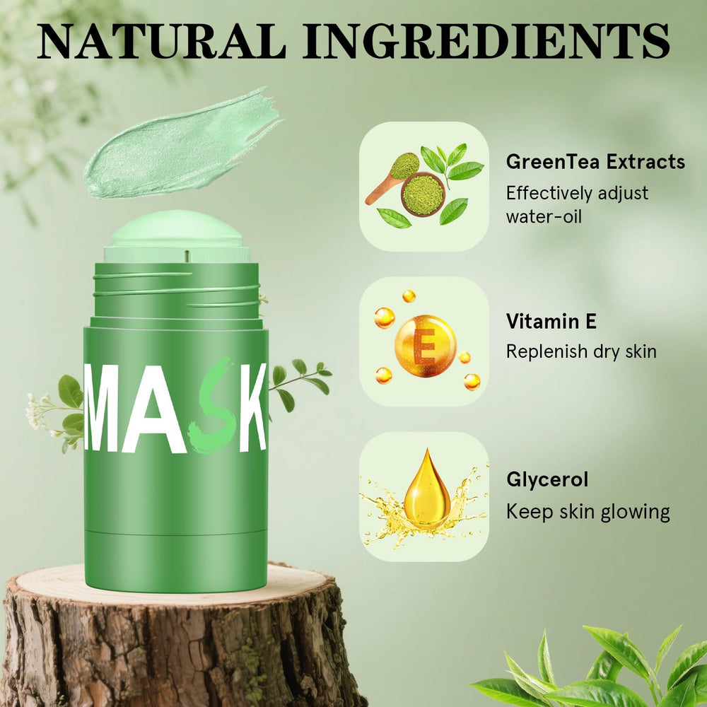 Josmon Green Tea Deep Cleanse Mask Stick applied on face for pore cleansing.