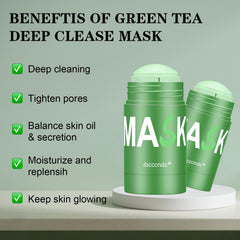 Josmon Green Tea Deep Cleanse Mask Stick rotating head demonstrates precise application.