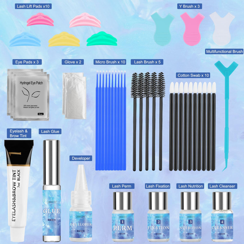 Jouedo Lash Lift Kit step guide highlights easy-to-follow directions for beginners.
