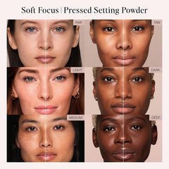 Jouer Soft Focus Hydrate & Setting Powder talc-free formula highlights silky texture and long-lasting wear.