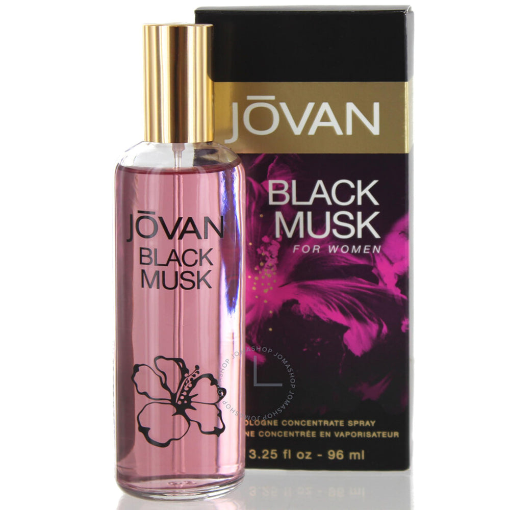 Jovan Black Must fragrance bottle displays a bold design for evenings