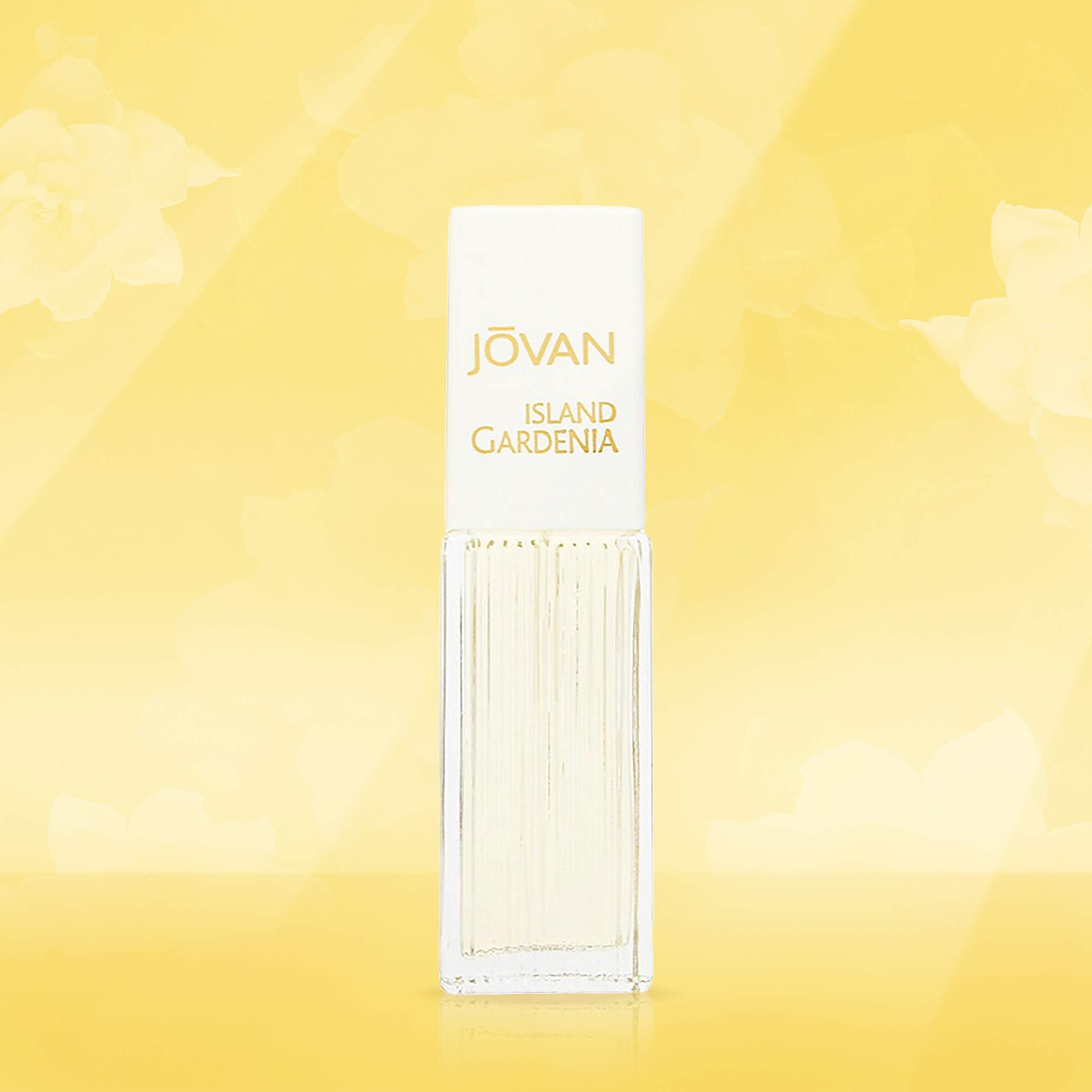 Jovan Island Gardenia neroli note close-up, ideal for a fresh floral mood boost.