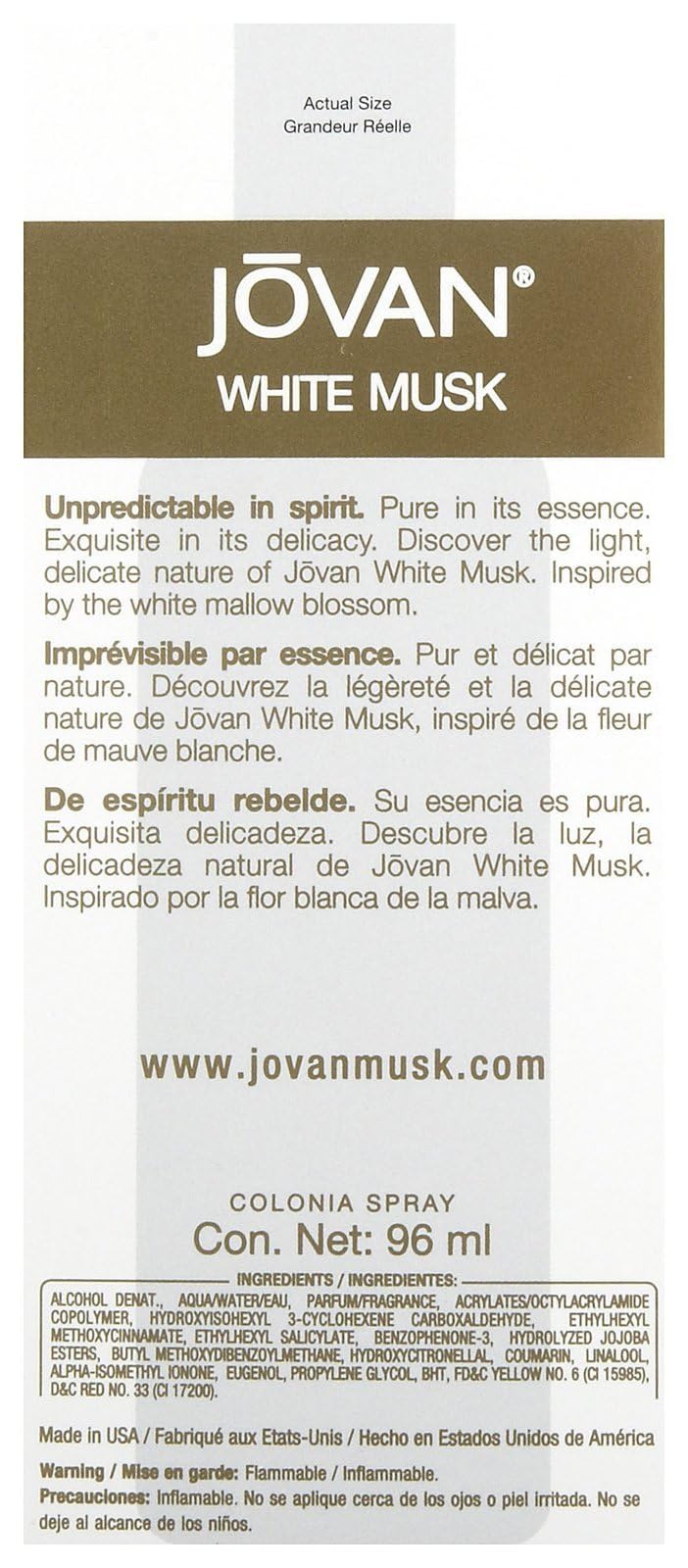 Jovan White Musk cap detail highlights premium finish.