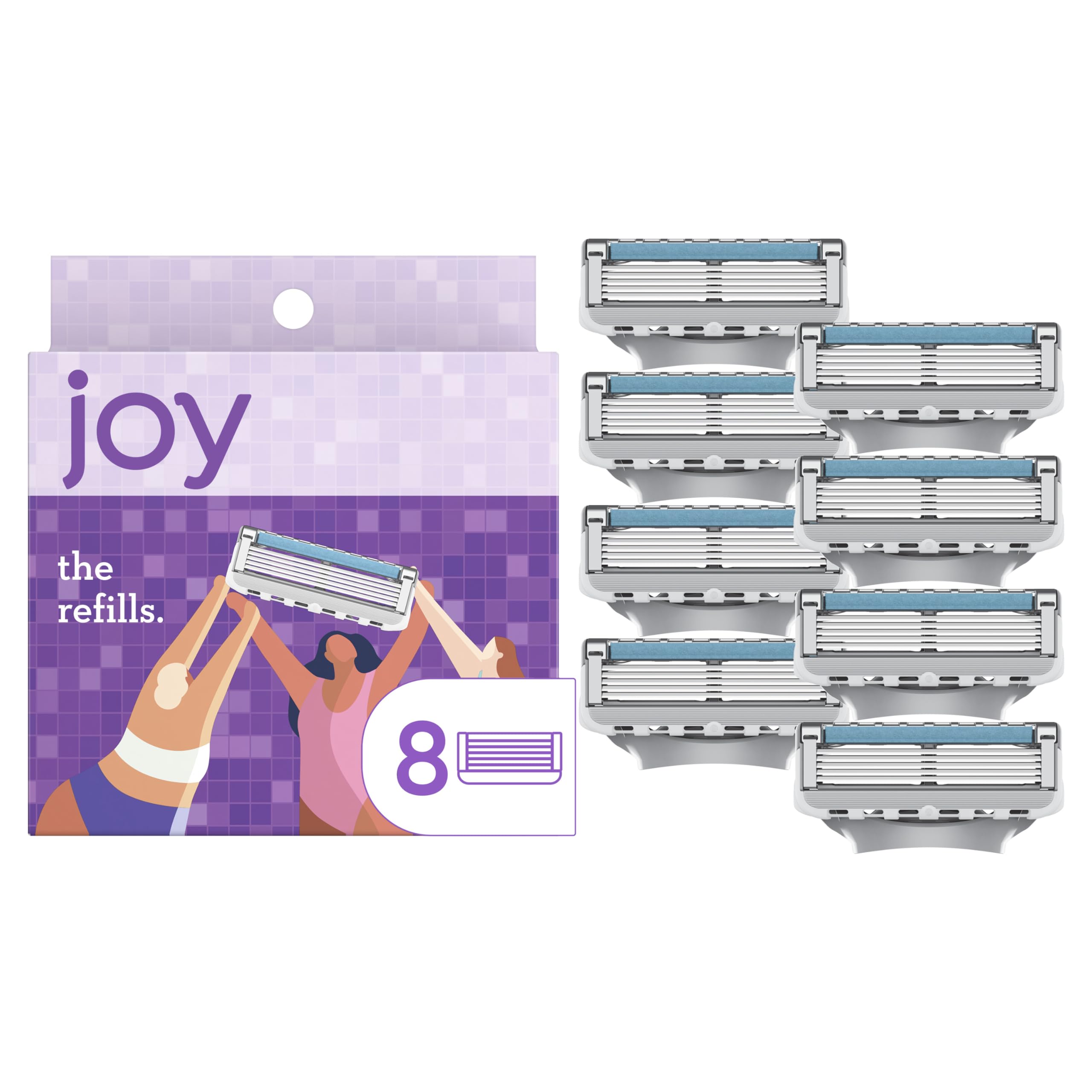 JOY Womens Razor Refill close-up shows 5 blades for a close shave