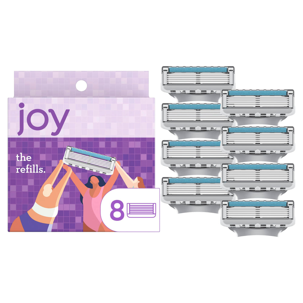 JOY Womens Razor Refill close-up shows 5 blades for a close shave