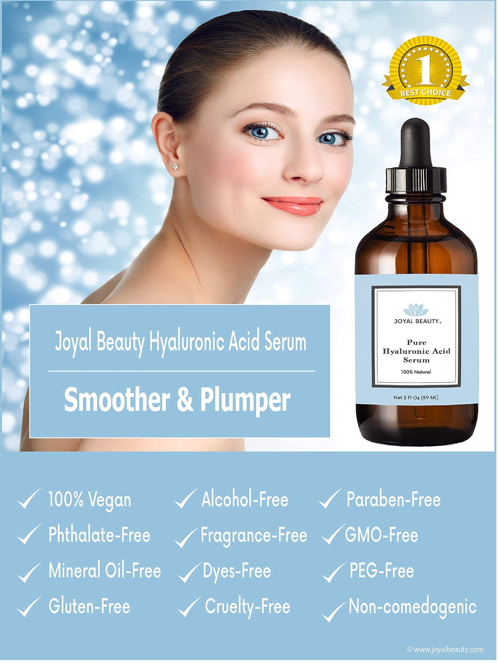 JOYAL BEAUTY Hyaluronic Serum Leucidal ingredients for clean formula.