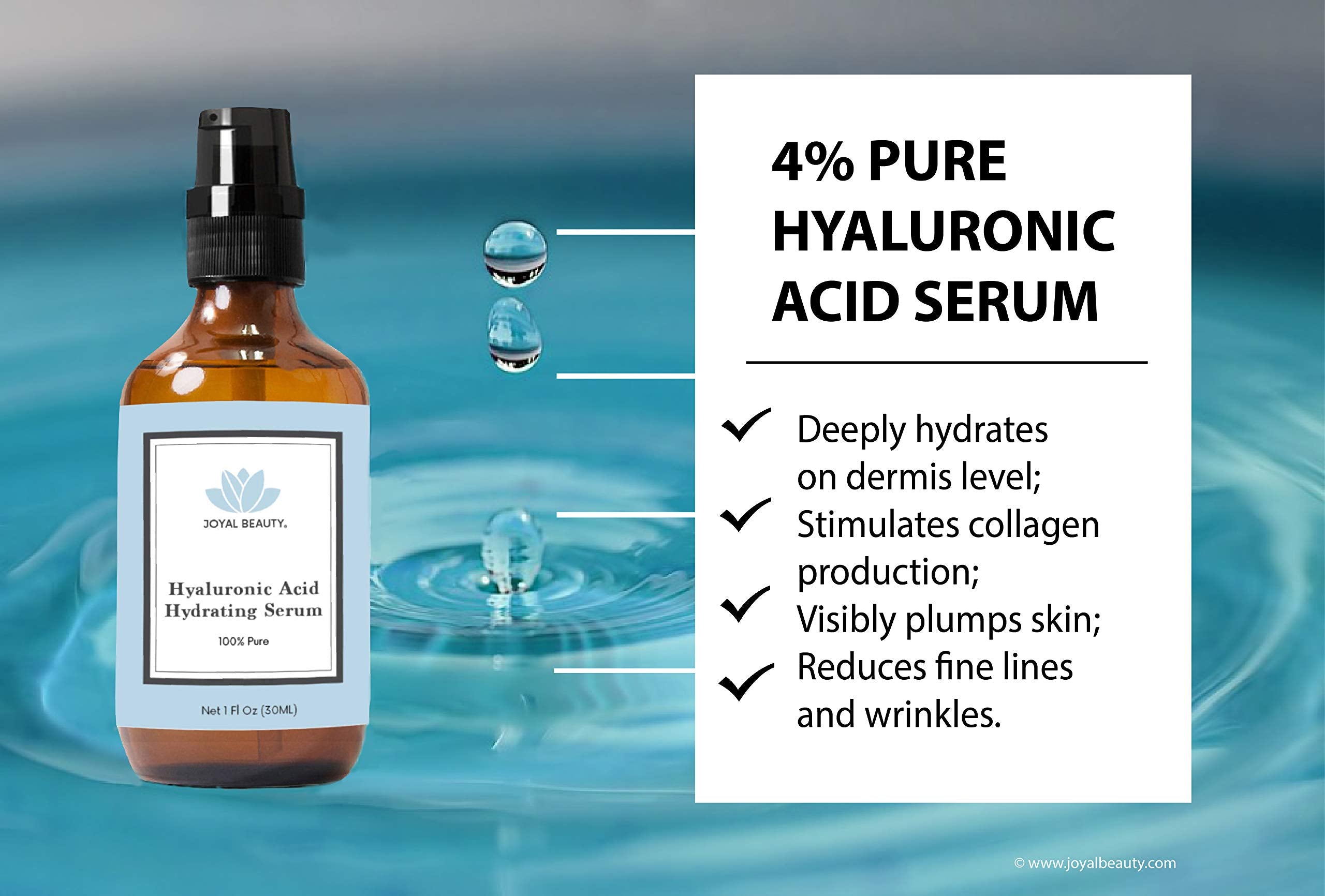 JOYAL BEAUTY Hyaluronic Serum pump dispense for smooth absorption