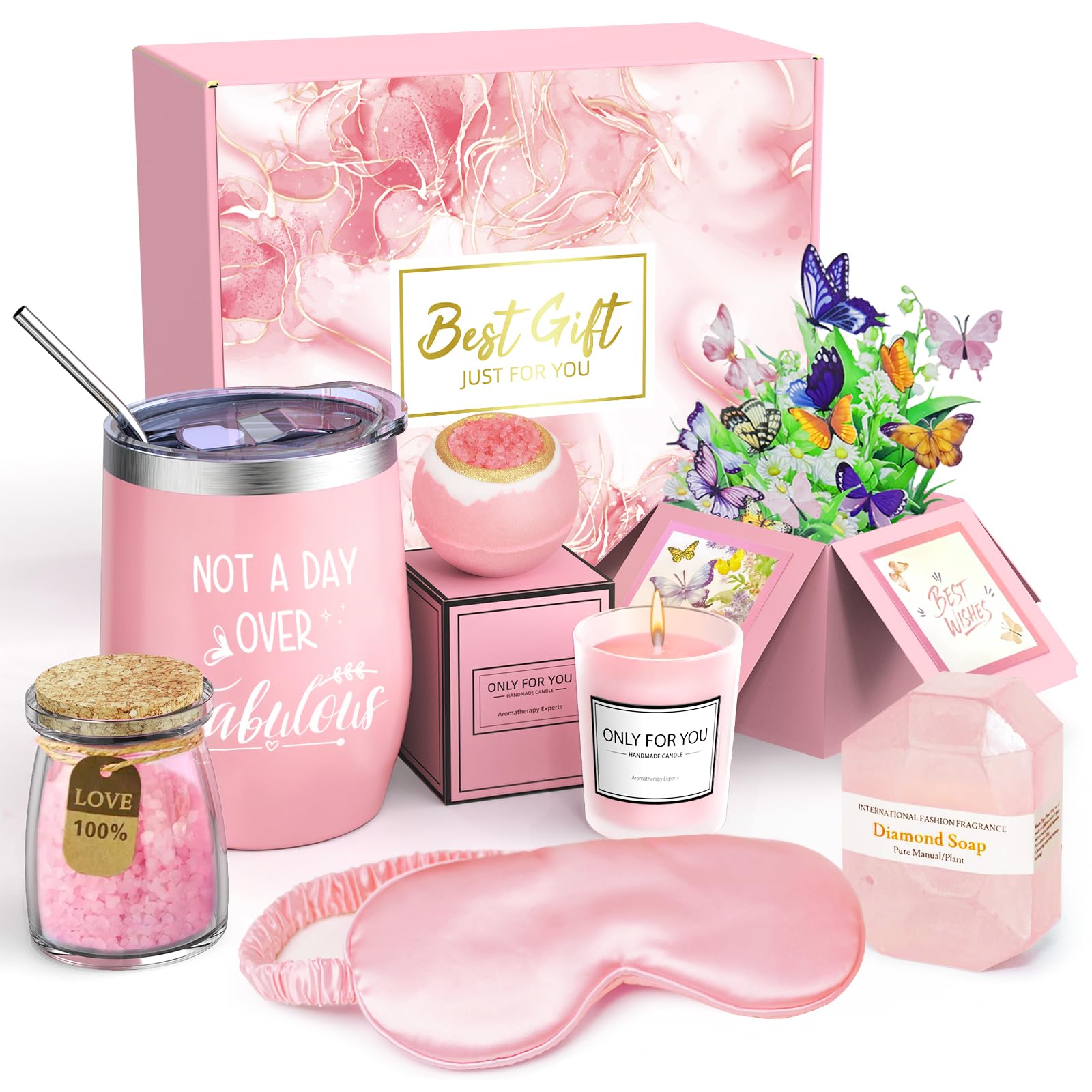 Joyvella rose bath salt in gift basket for relaxing soak