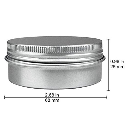 JOYWENG tin redondo aluminio 2oz con tapa rosca, almacenamiento seguro para cosméticos