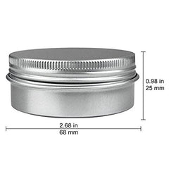 JOYWENG tin redondo aluminio 2oz con tapa rosca, almacenamiento seguro para cosméticos