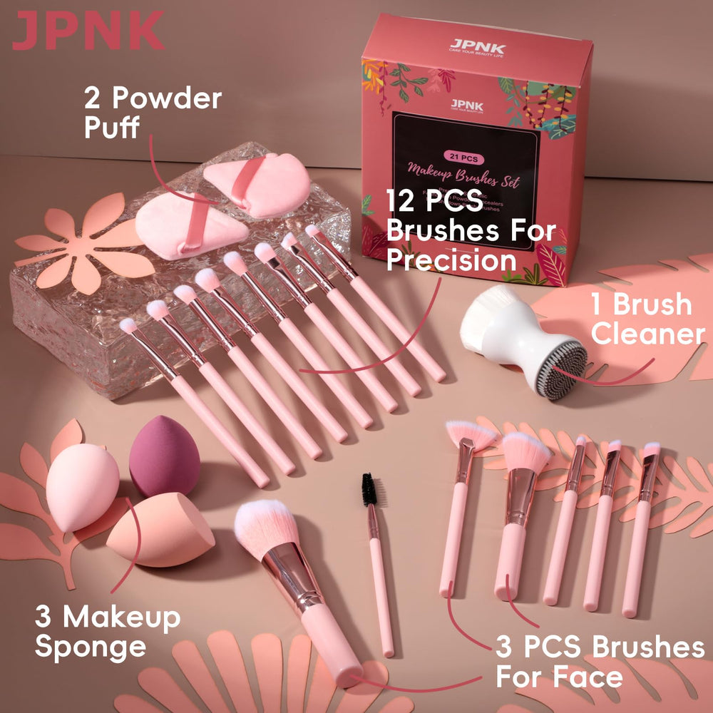 JPNK eye shadow and blush brushes enhance control for detailed eye and cheek looks.
