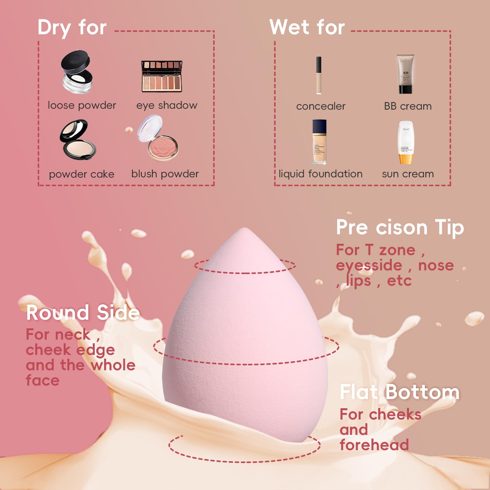 JPNK blender sponge triangle ensures seamless blending of foundation and concealer.