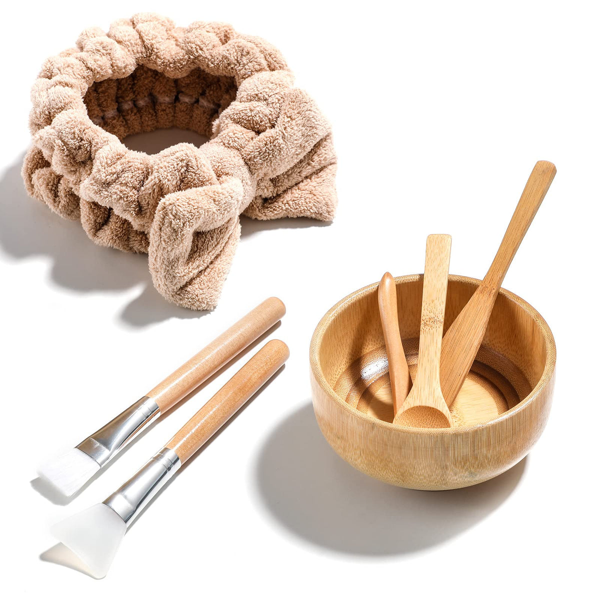 JPNK new facial mask bowl set brown packaging for travel and home use