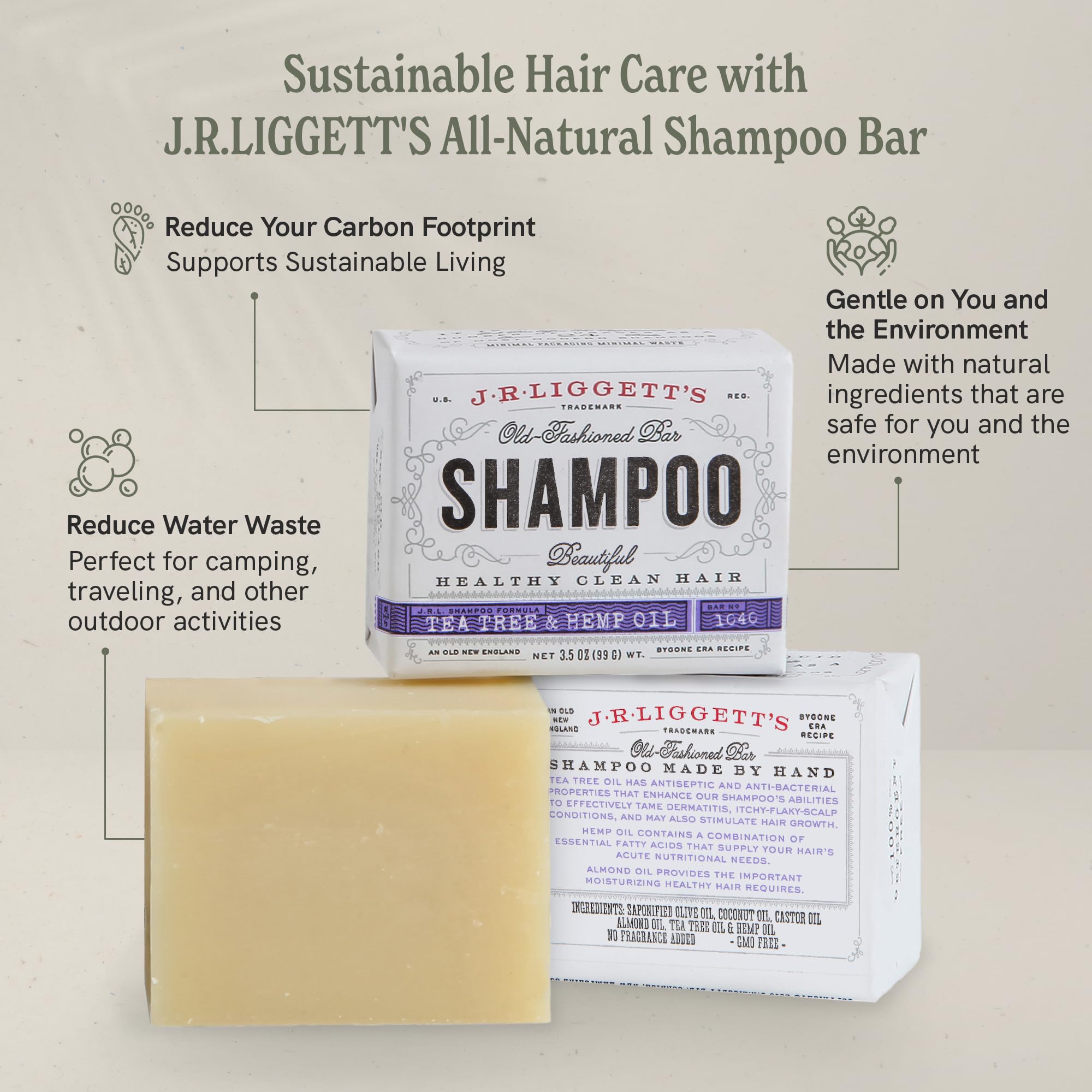 J.R.LIGGETT'S Antioxidants and vitamins in the shampoo bar indicate nourishing support.