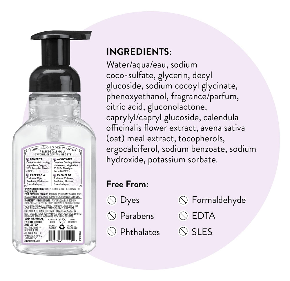 J.R. Watkins 3-pack foam soap offering convenient family-sized supply.