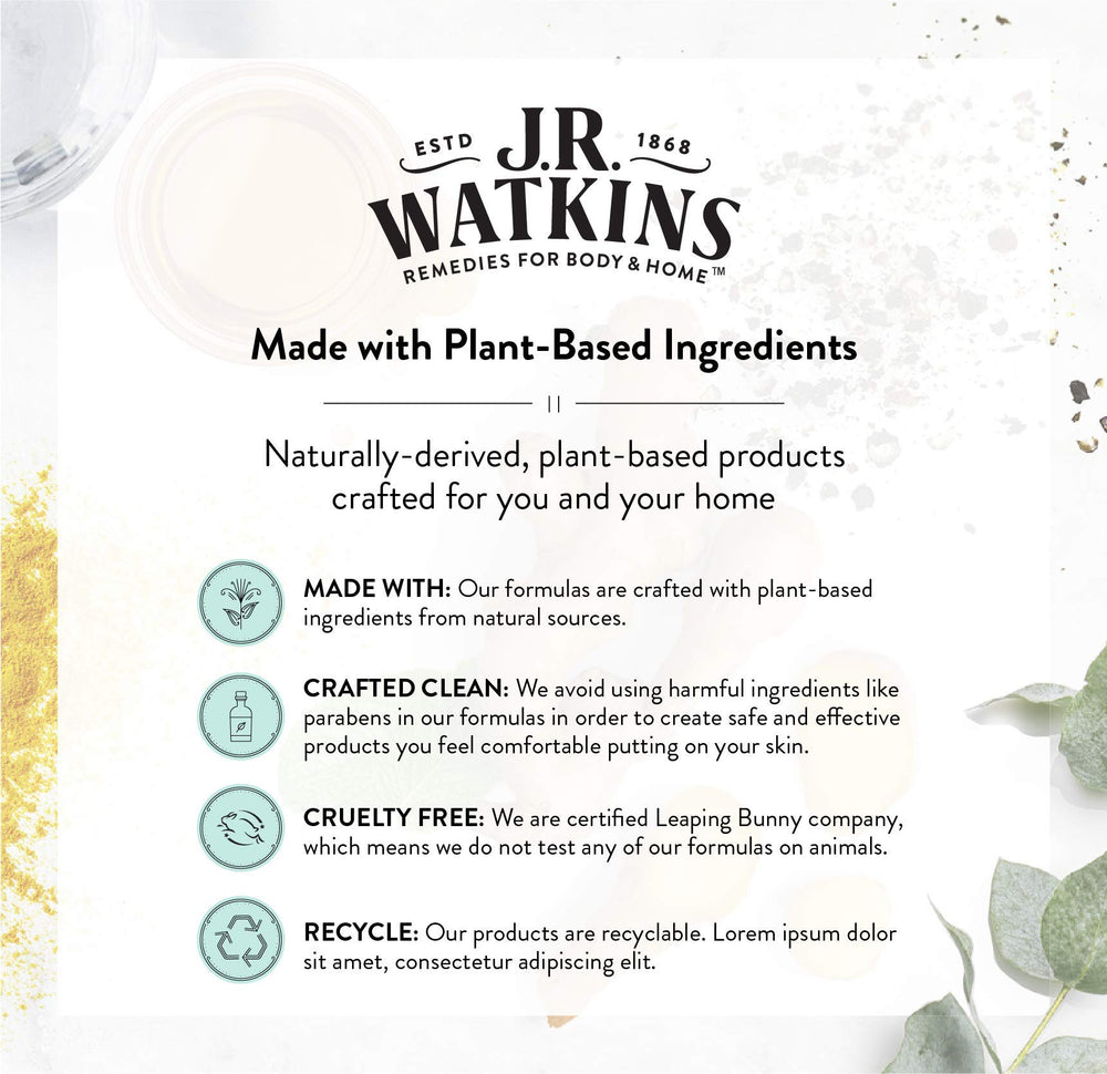 J.R. Watkins cruelty-free leaping bunny logo on packaging underscores ethical choice.