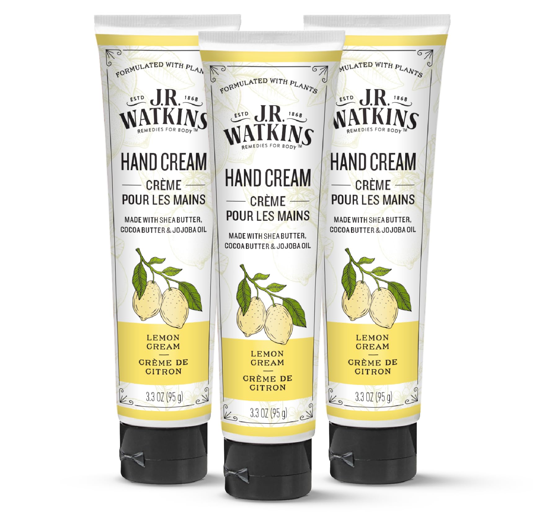 J.R. Watkins hand cream Lemon Cream jar three-pack for daily nourishing hydration.