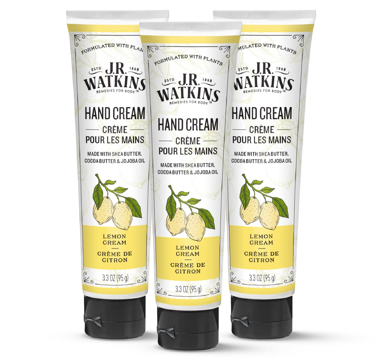J.R. Watkins hand cream Lemon Cream jar three-pack for daily nourishing hydration.