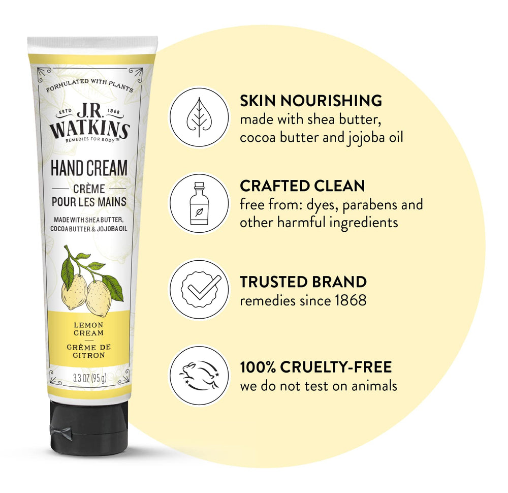 J.R. Watkins hand cream shea butter closeup emphasizing deep conditioning.