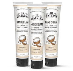 J.R. Watkins Natural Hand Cream coconut tube delivering rich hydration for soft hands