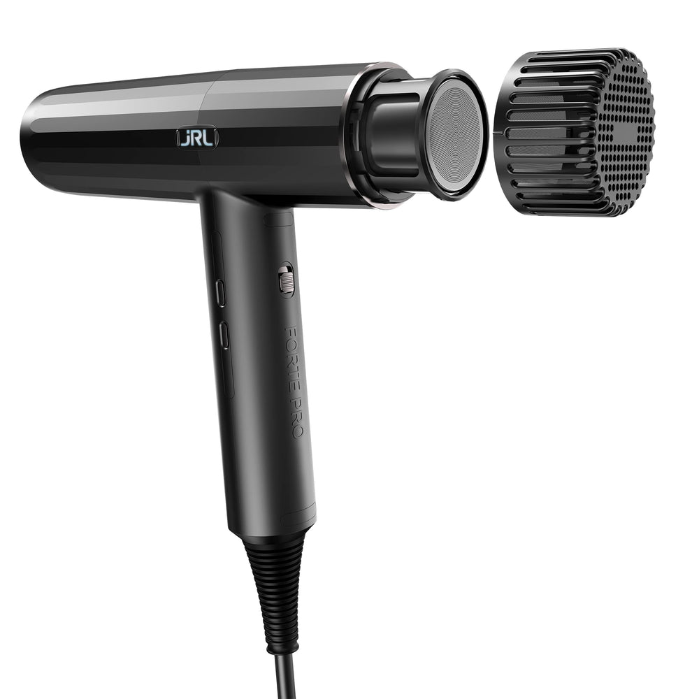 JRL Forte Pro Dryer with diffuser attached enables even airflow for smooth styling.