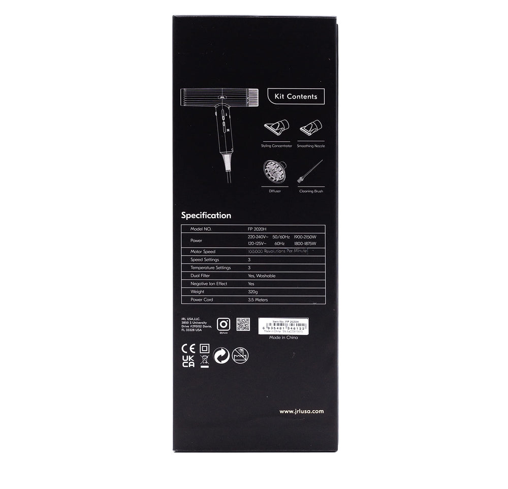JRL Forte Pro Dryer washable filter protects the motor and extends life.