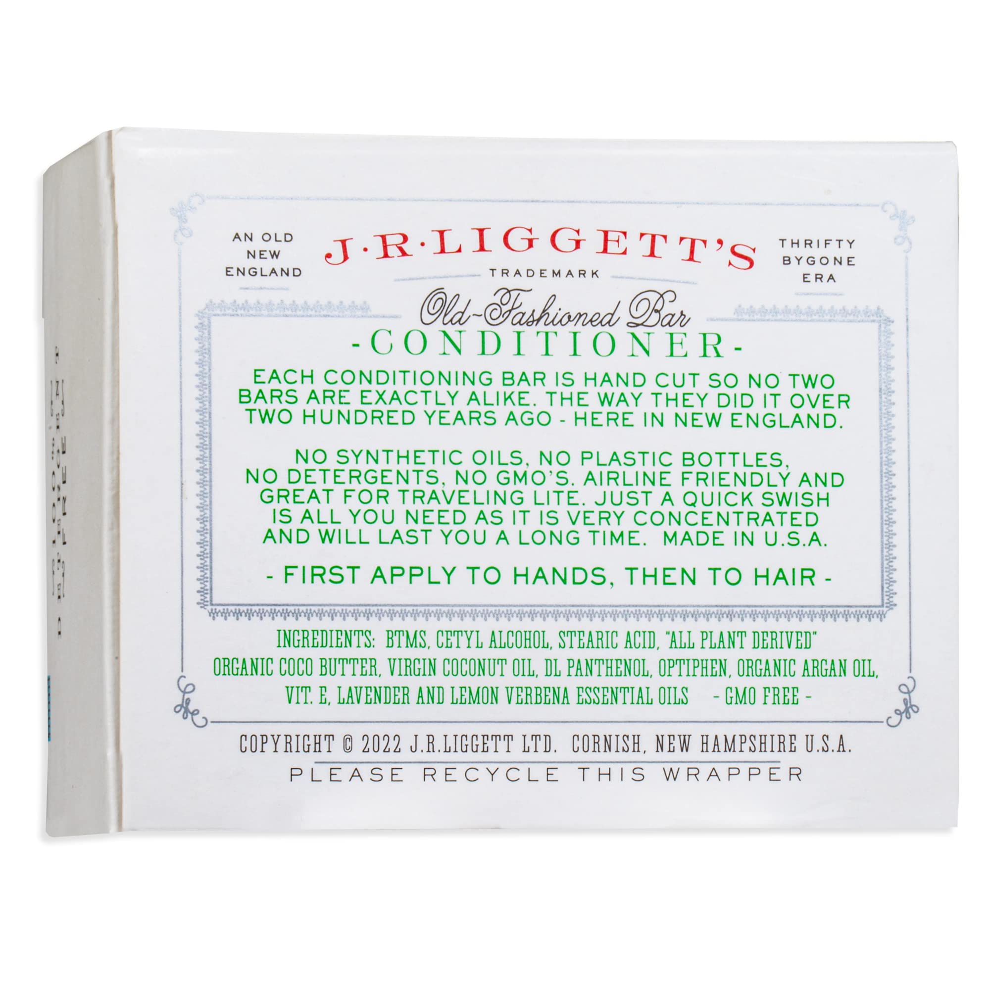 J.R.LIGGETT'S conditioner bar with alfalfa antioxidants supports hair health and luster.