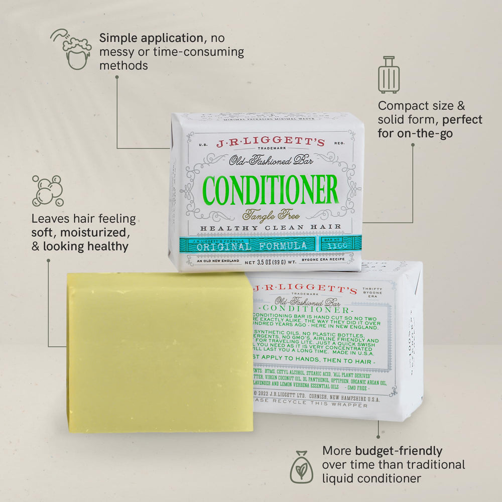 J.R.LIGGETT'S bar in use demonstrates sulfate-free conditioning for soft, manageable hair.