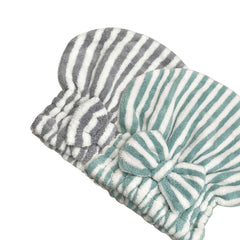 Jseng 2pc microfiber hair drying cap stripe for quick drying and overnight conditioning with soft, absorbent fabric.