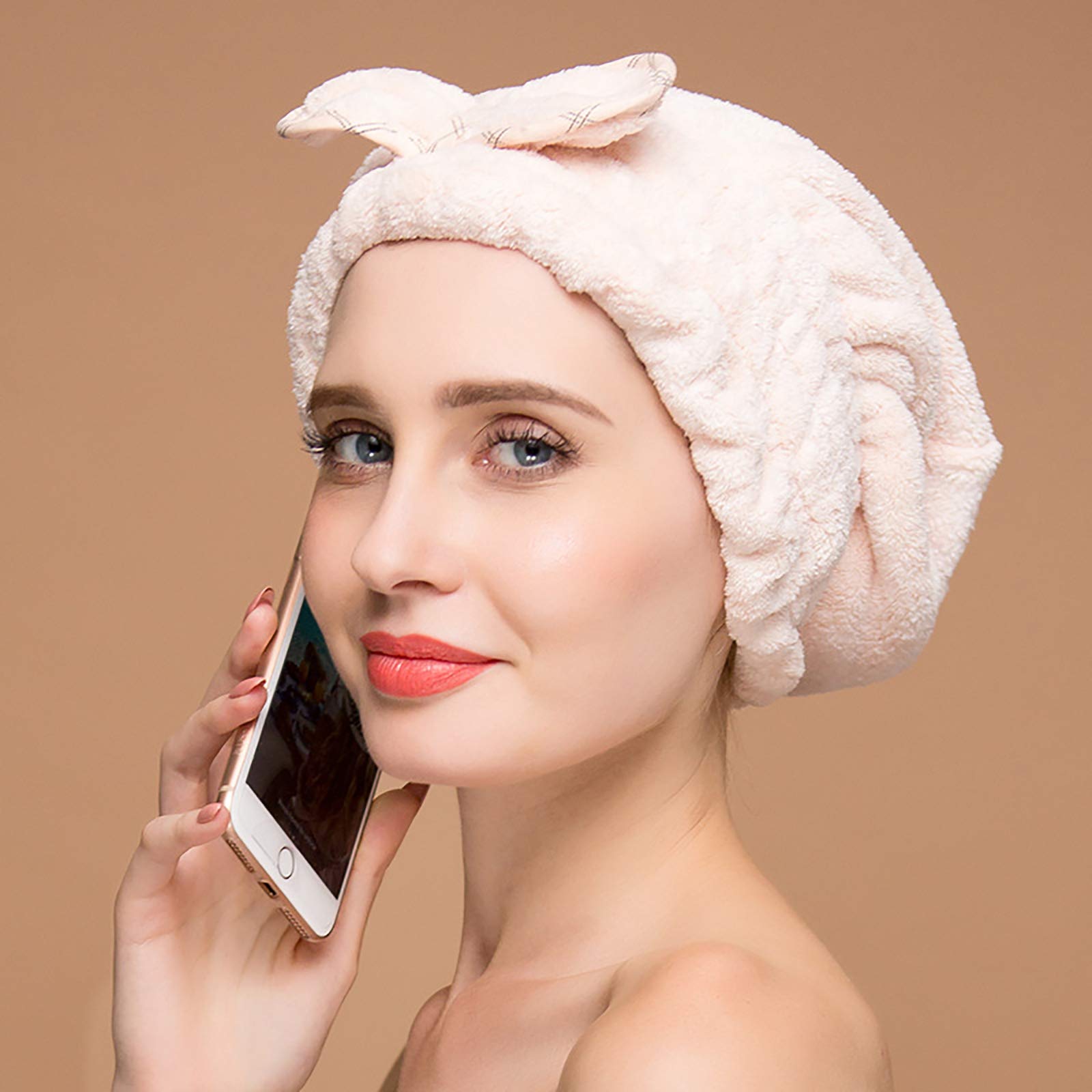 Jseng hair drying cap overnight conditioning use demonstrates secure, stay-on fit