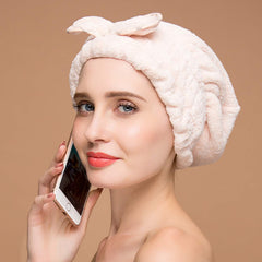 Jseng hair drying cap overnight conditioning use demonstrates secure, stay-on fit