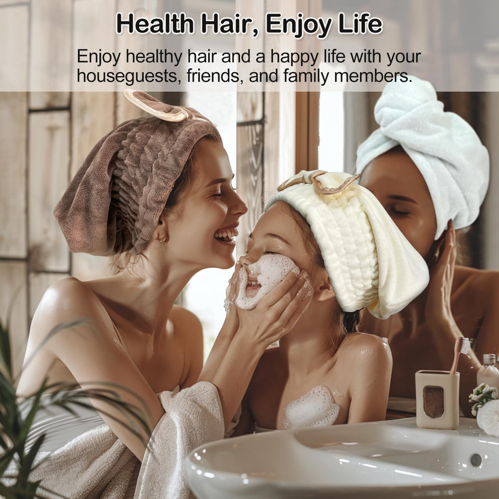 Jseng bow-edged hair towel cap closeup demonstrates cute styling plus secure fit.