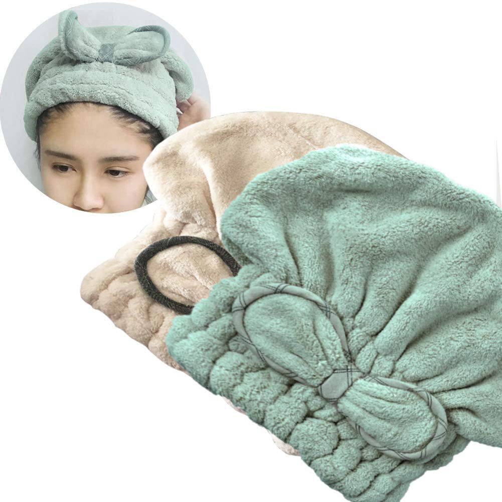 Jseng new-upgrade hair-drying-towel-cap close-up shows ultra-absorbent microfiber for fast drying.