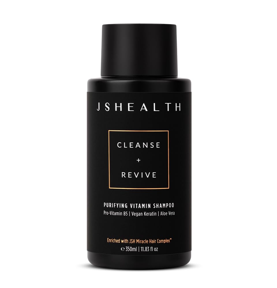 JSHealth Purifying Keratin Shampoo bottle supports healthier scalp and vibrant hair.
