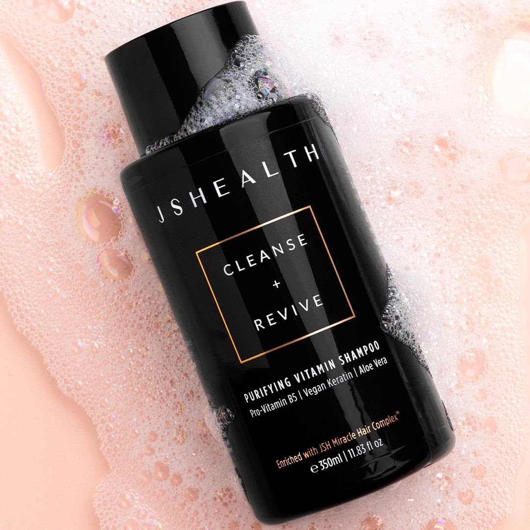 JSHealth Purifying Keratin Shampoo lather emphasizes cleansing with gentle, sulfate-free formula.