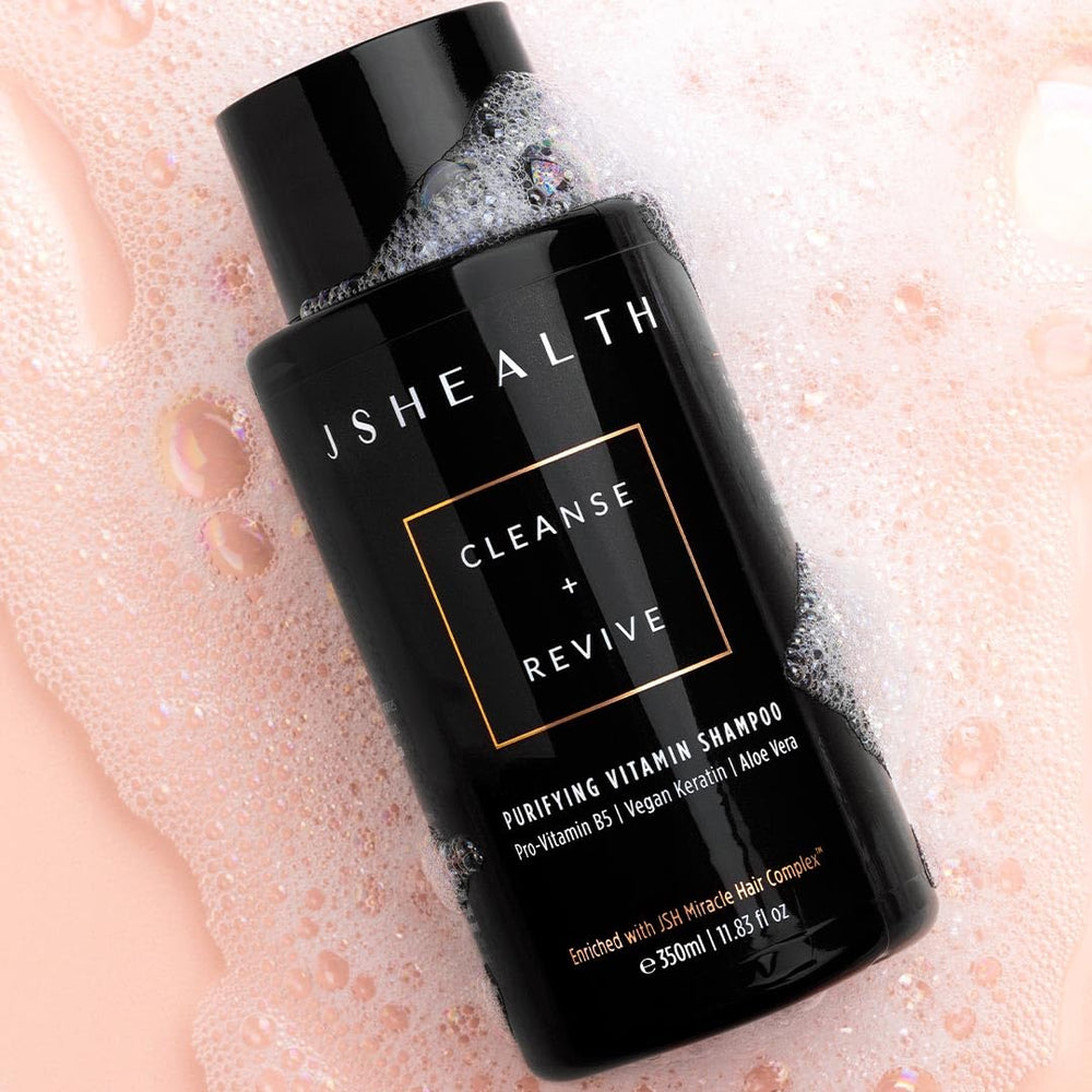 JSHealth Purifying Keratin Shampoo lather emphasizes cleansing with gentle, sulfate-free formula.