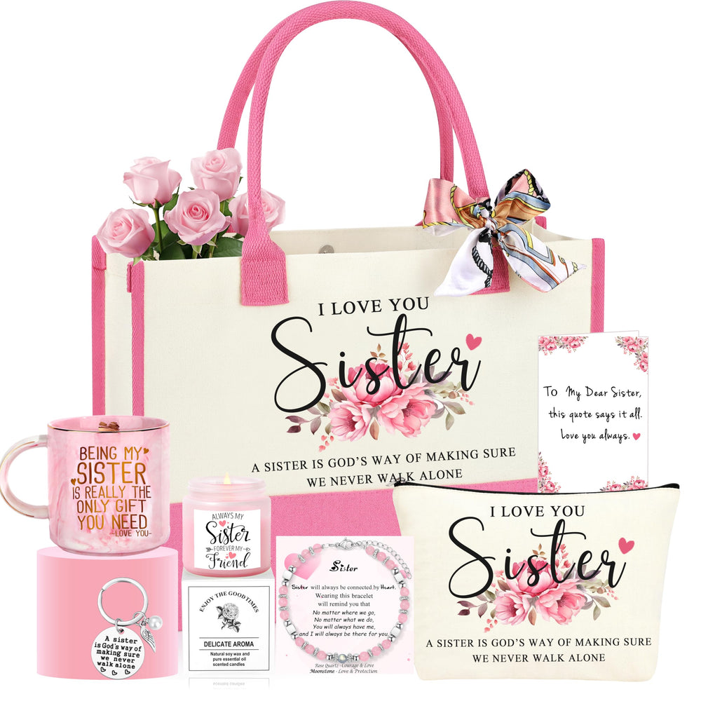 JTENGTOP sister gift basket pink tote bag for stylish daily organization.