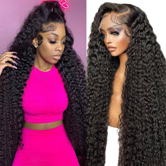 JTMMP 13x6 deep wave lace front wig closeup shows natural hairline with baby hairs