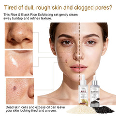 Jtopyrt Glow Black Rice Exfoliate Ampoule bottle demonstrates deep cleansing for balanced pores.