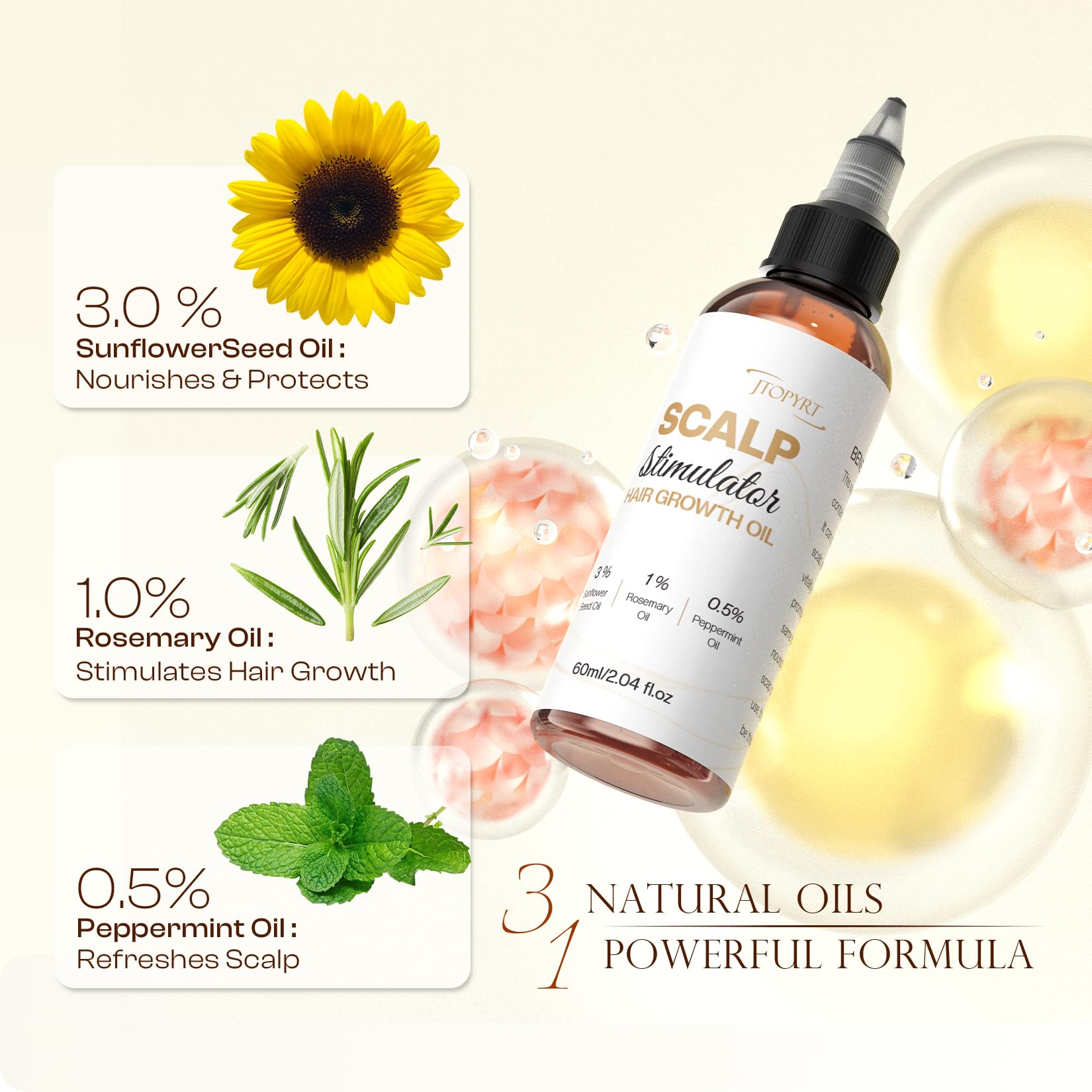 Jtopyrt rosemary oil bottle suggests stronger strands and fuller-looking results.