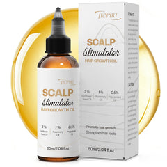Jtopyrt scalp stimulator bottle close-up shows targeted thinning-area care.