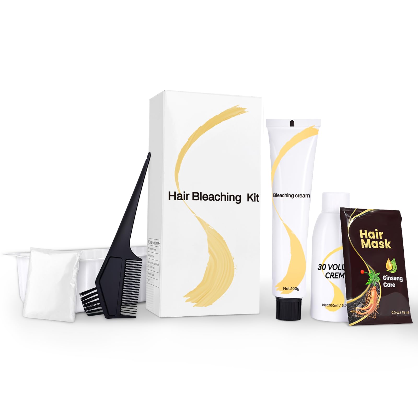 JUANCHI Gentle Cream Bleach Kit package shows complete home lightening solution for DIY blonding
