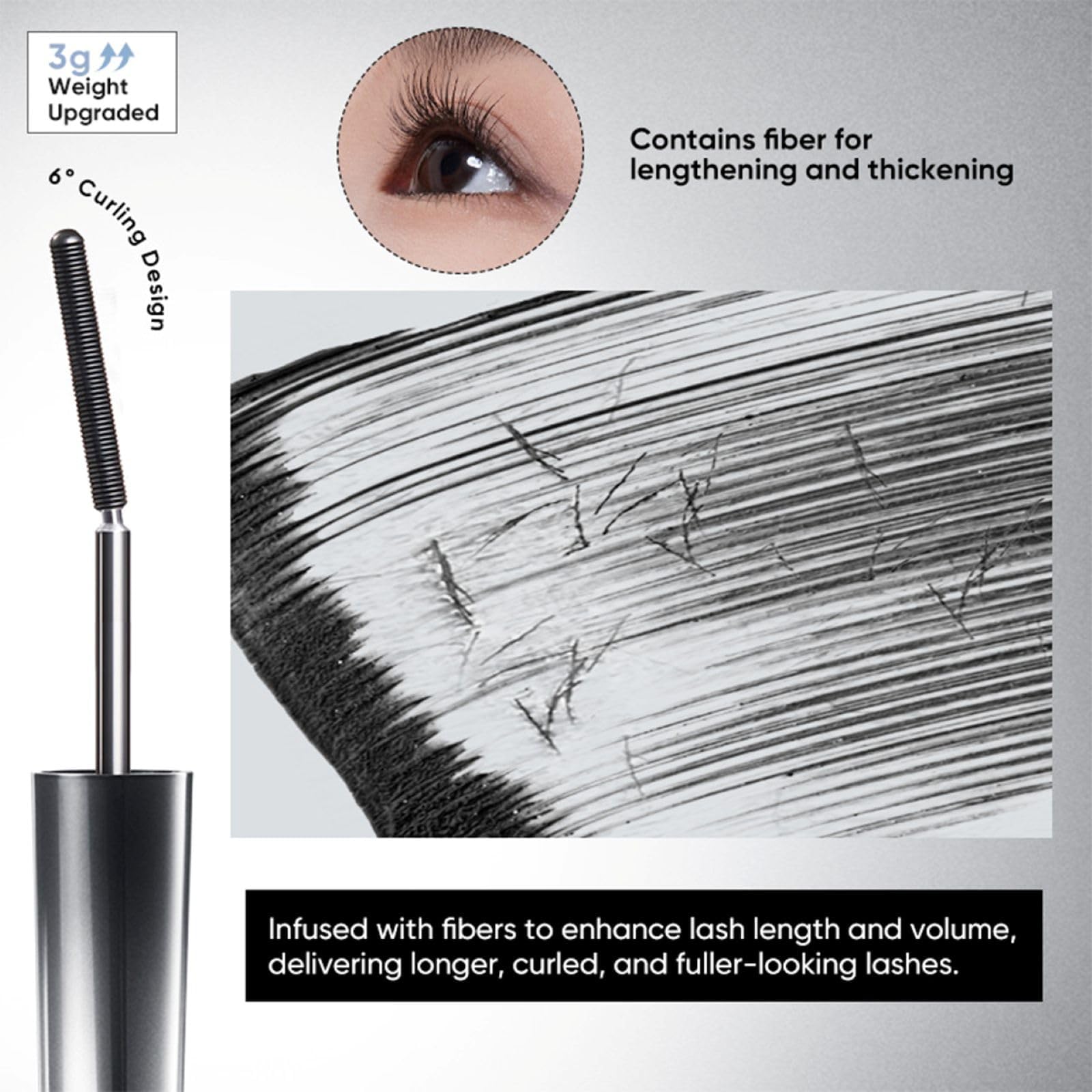 JUDYDOLL 3D Curling Eyelash Iron Mascara black variant close-up for dramatic yet natural look.