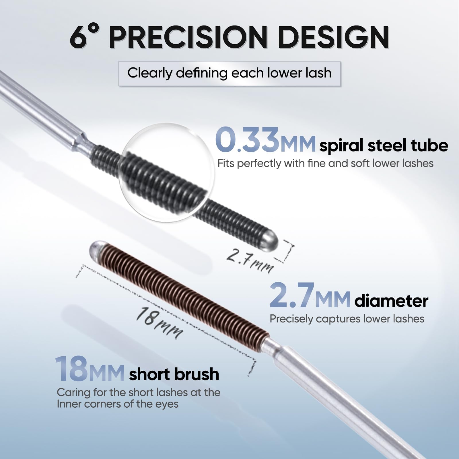 JUDYDOLL 3D Curling Eyelash Iron Mascara tubing-formula close-up highlighting clean coat.