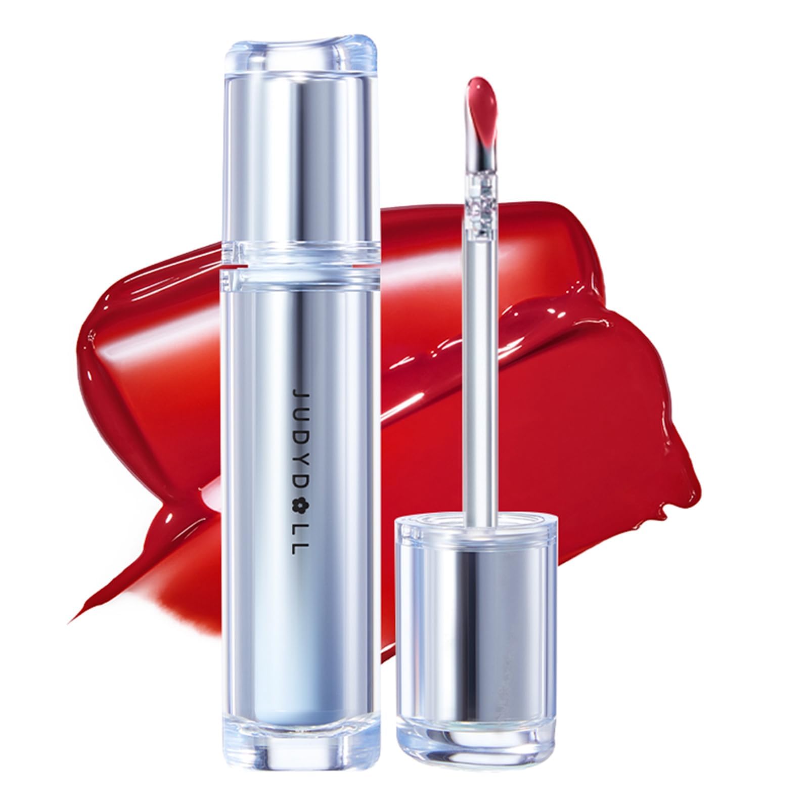 JUDYDOLL Ice Watery Lip Gloss Cherry Fizz bottle shot shows vivid color and lasting comfort.