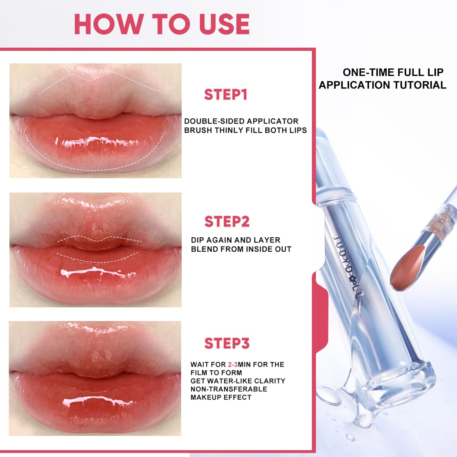 JUDYDOLL Ice Watery Lip Gloss delivers non-sticky finish for comfortable wear