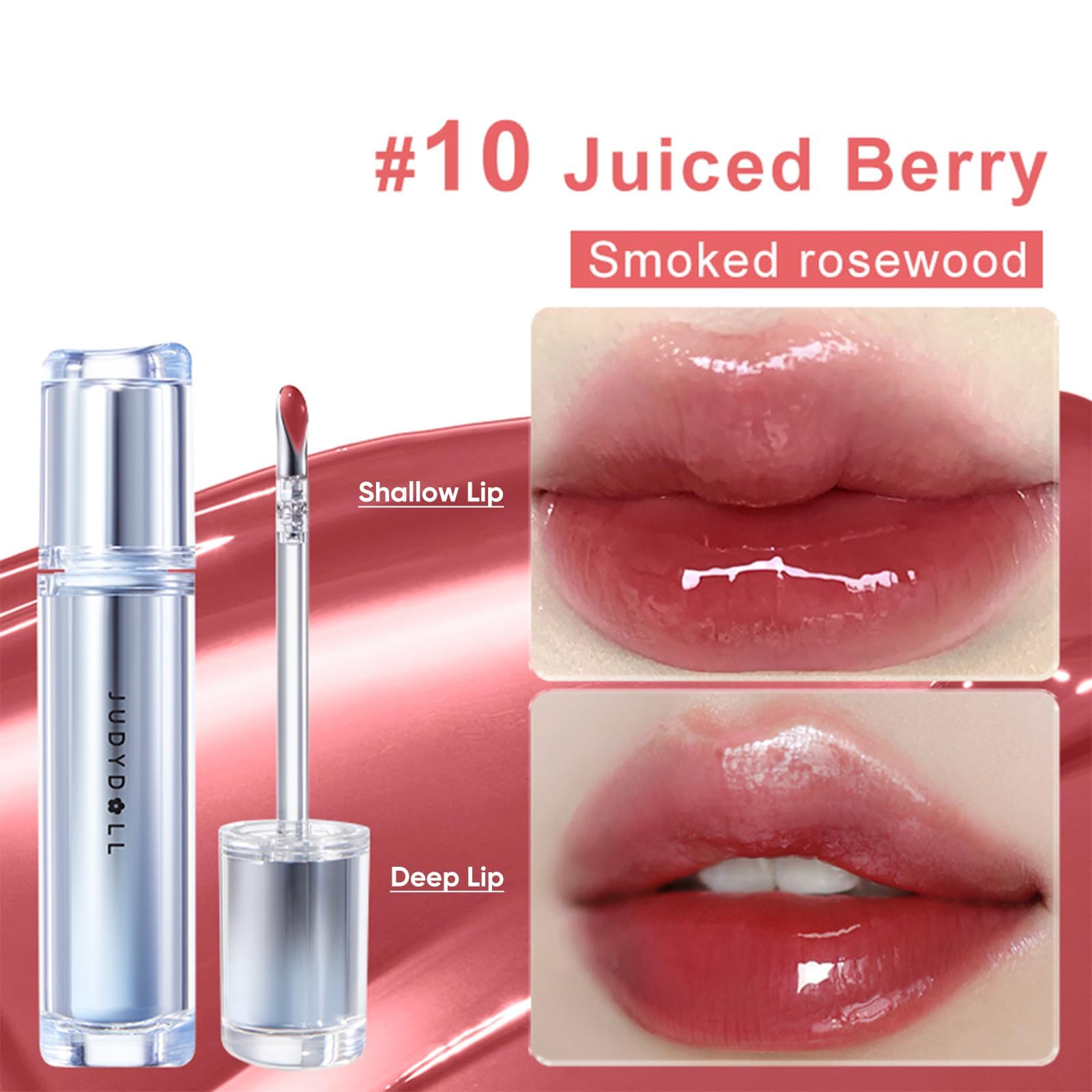 Judydoll Ice Watery Lip Gloss packaging outer box—compact 2.4g for on-the-go touchups.