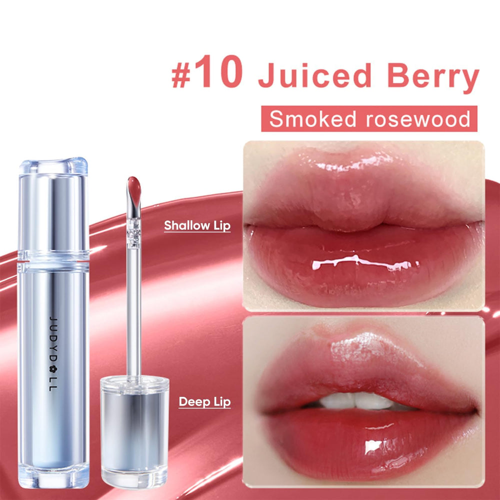 Judydoll Ice Watery Lip Gloss packaging outer box—compact 2.4g for on-the-go touchups.